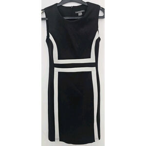 Suzy Shier Scuba Sheath Black/White Sleeveless Dress Size Small